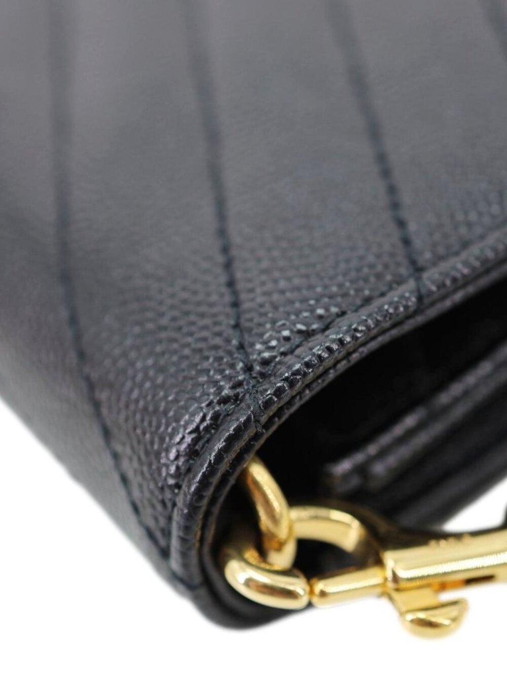 Yves Saint Laurent  Cassandre Flap Matelassé Grain De Poudre Leather Pouch Black - Picture 4 of 11